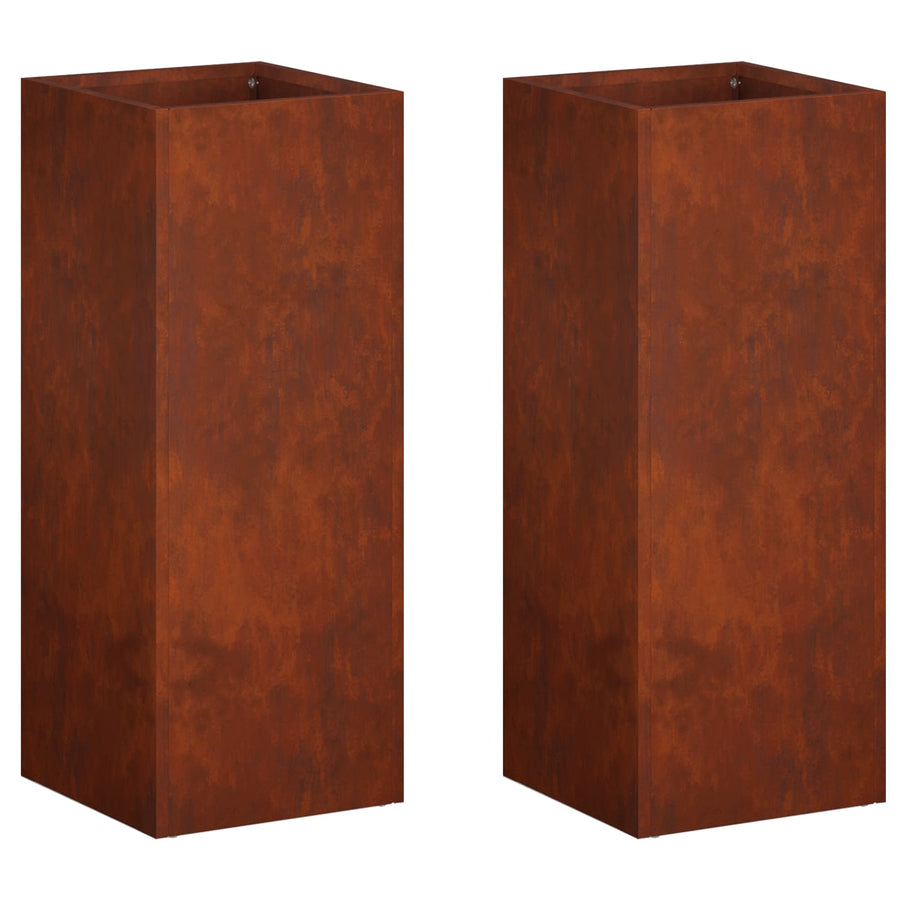 Plantenbak 2 st Roestkleurig 20 x 20 x 40 cm weervast staal