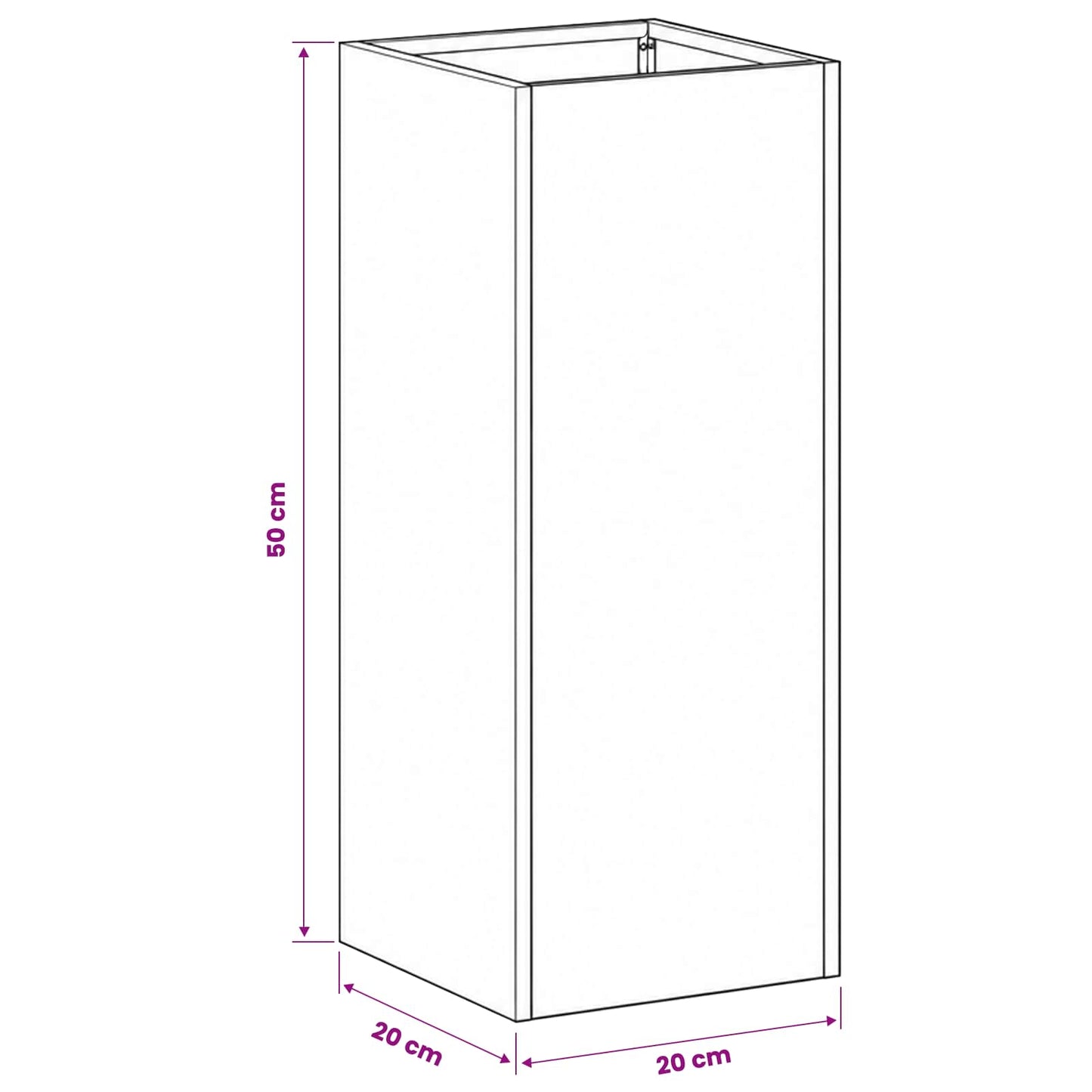 Plantenbak 2 st Zwart 20 x 20 x 50 cm Koudgewalst staal