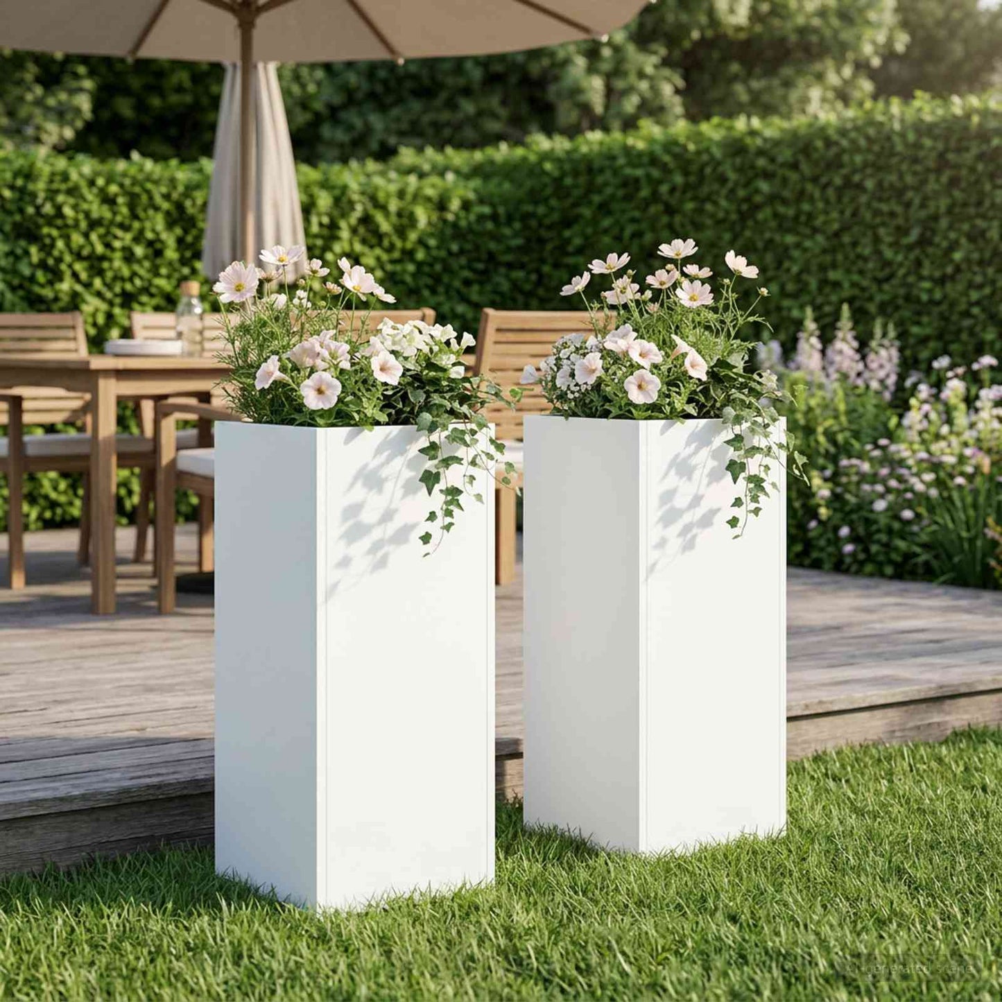Plantenbak 2 st Wit 20 x 20 x 50 cm Koudgewalst staal