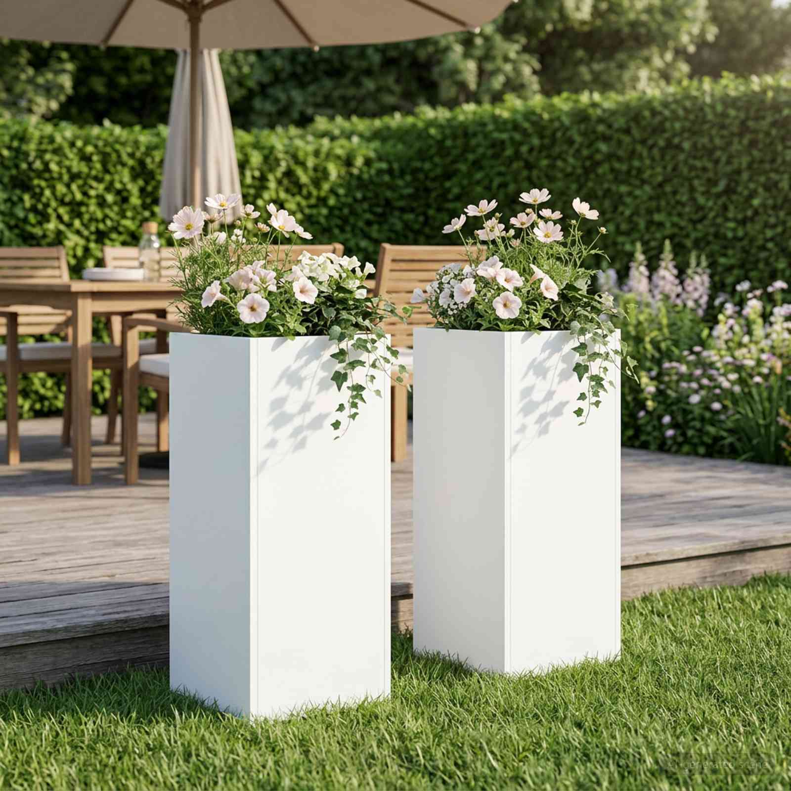 Plantenbak 2 st Wit 20 x 20 x 50 cm Koudgewalst staal