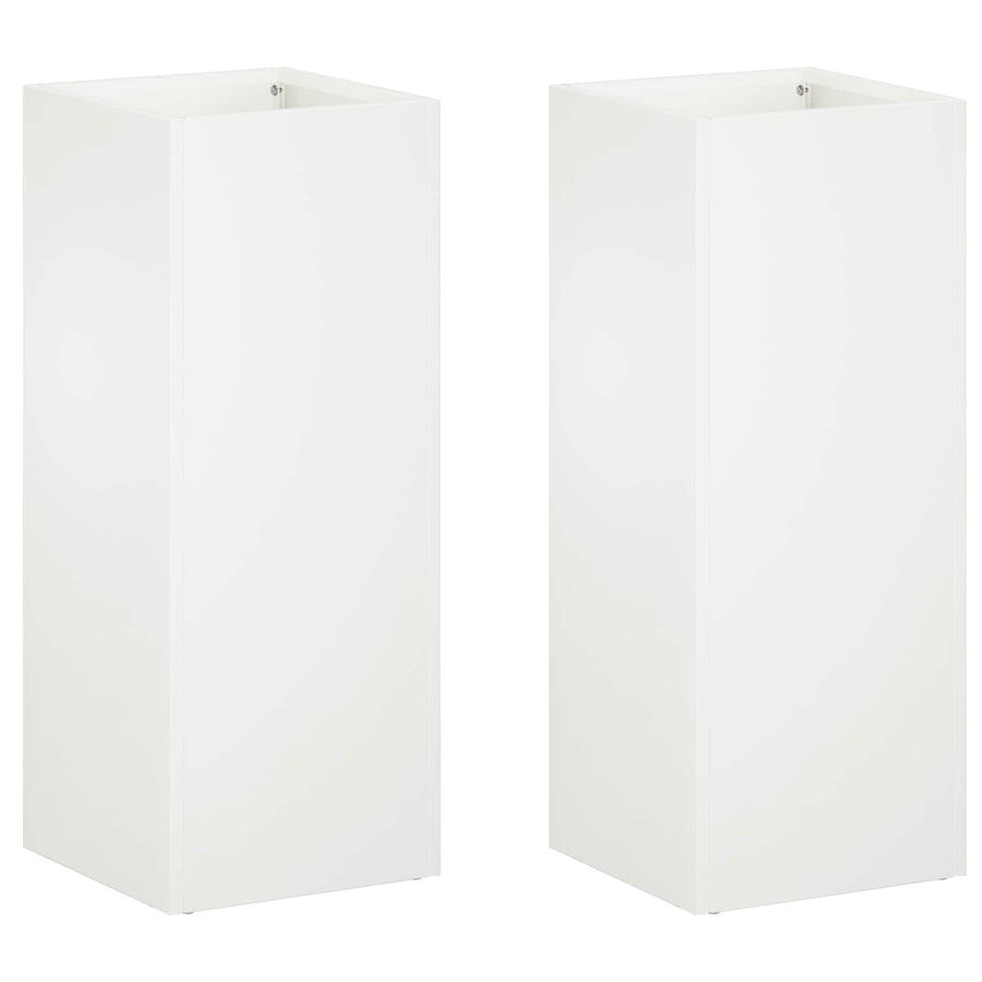 Plantenbak 2 st Wit 20 x 20 x 50 cm Koudgewalst staal