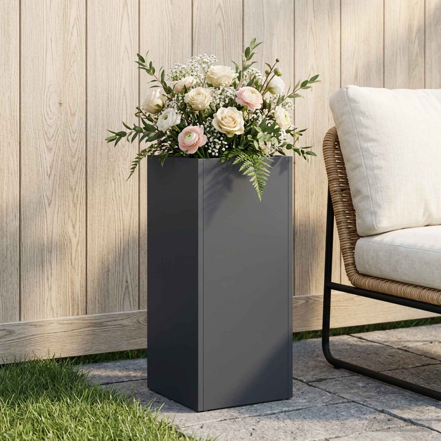 Plantenbak Antraciet 20 x 20 x 50 cm Koudgewalst staal