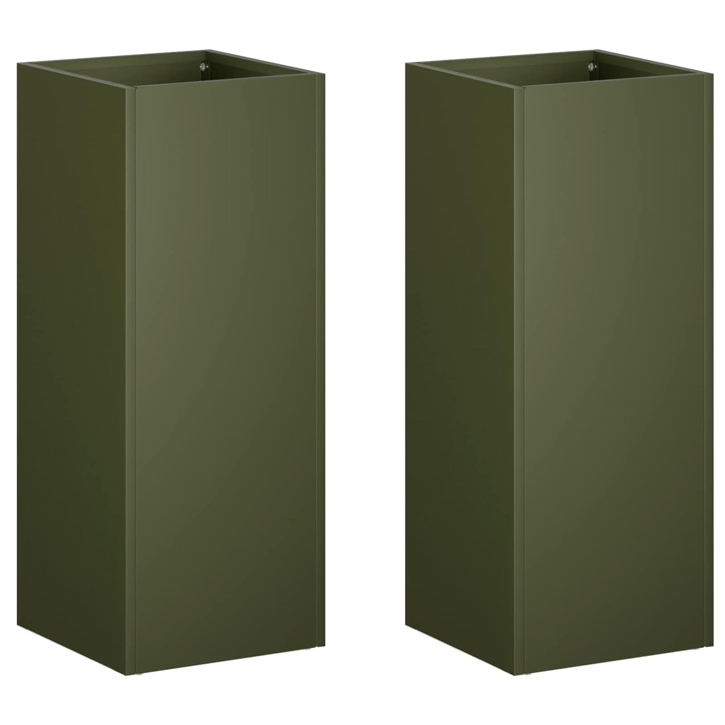 Plantenbak 2 st Olijfgroen 20 x 20 x 50 cm Koudgewalst staal