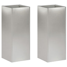 Plantenbak 2 st zilver 20 x 20 x 50 cm Roestvrij staal