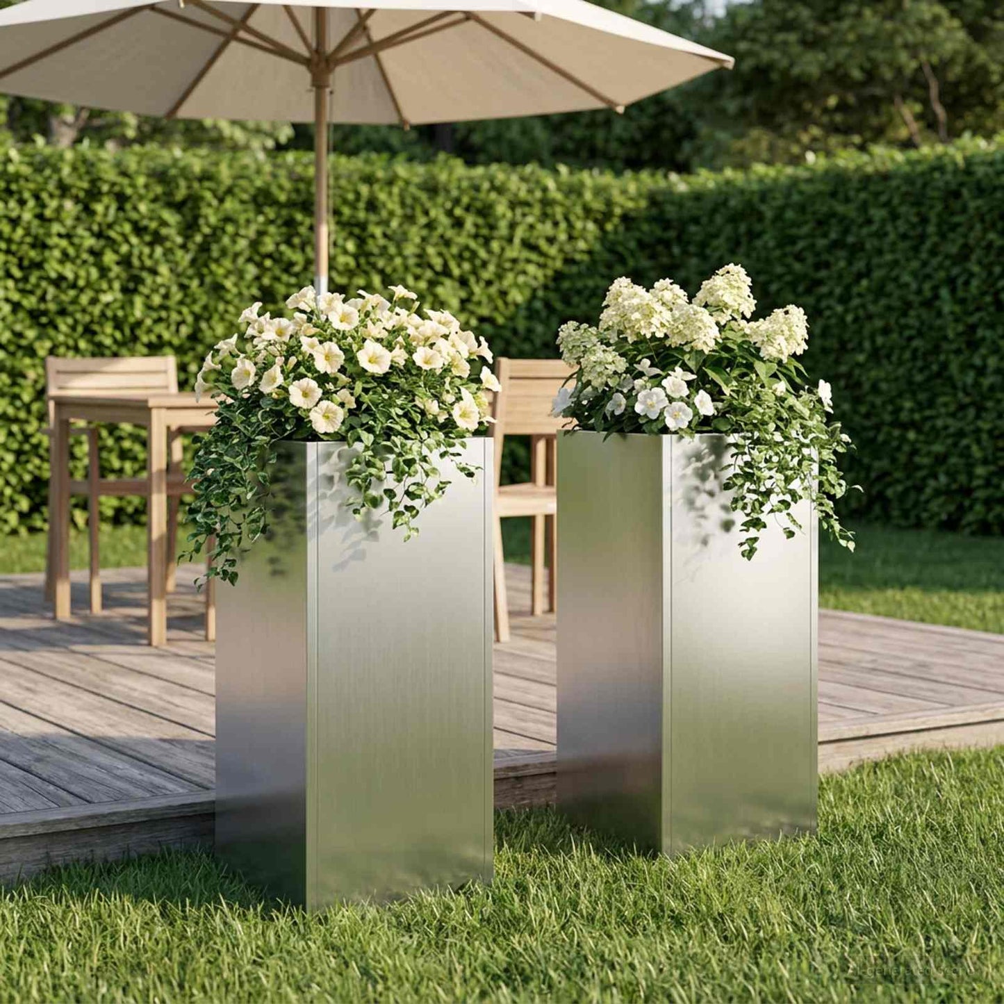 Plantenbak 2 st zilver 20 x 20 x 50 cm Gegalvaniseerd staal