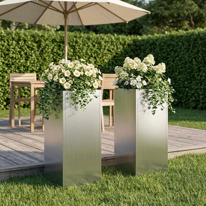 Plantenbak 2 st zilver 20 x 20 x 50 cm Gegalvaniseerd staal