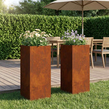 Plantenbak 2 st Roestkleurig 20 x 20 x 50 cm weervast staal
