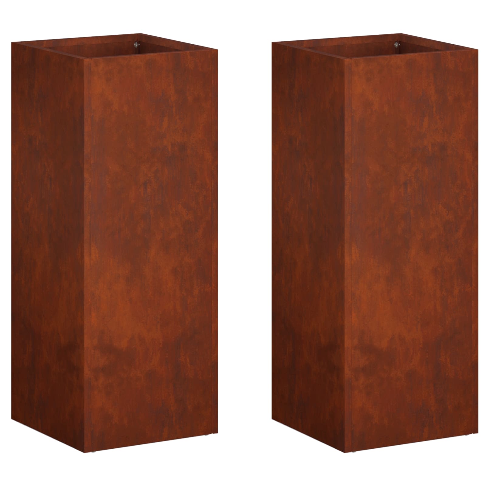 Plantenbak 2 st Roestkleurig 20 x 20 x 50 cm weervast staal