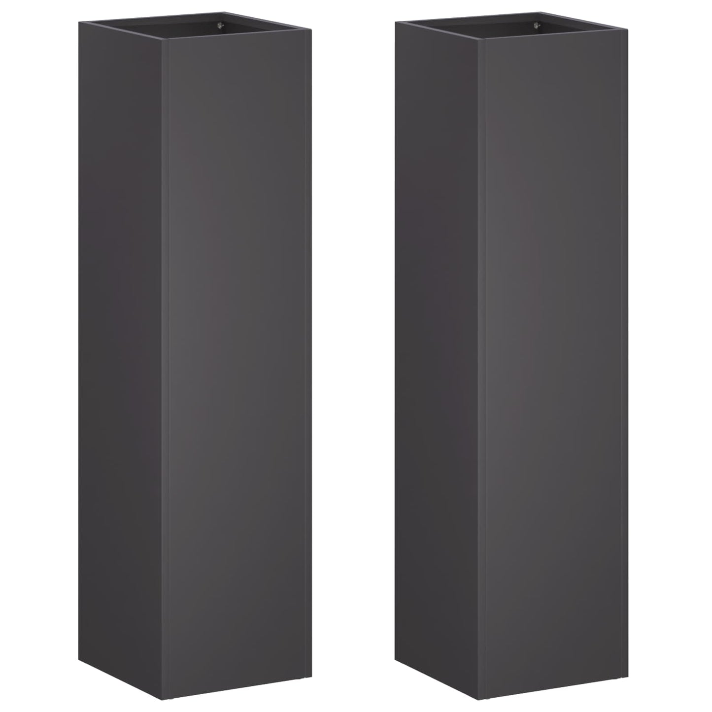 Plantenbak 2 st Zwart 20 x 20 x 75 cm Koudgewalst staal