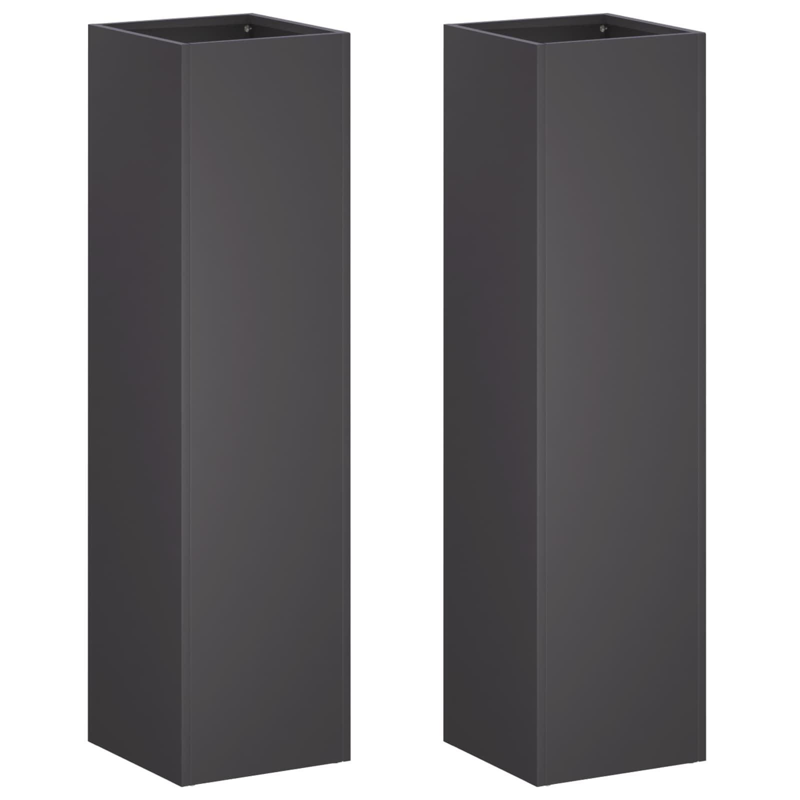 Plantenbak 2 st Zwart 20 x 20 x 75 cm Koudgewalst staal