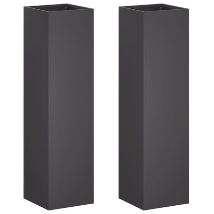 Plantenbak 2 st Zwart 20 x 20 x 75 cm Koudgewalst staal
