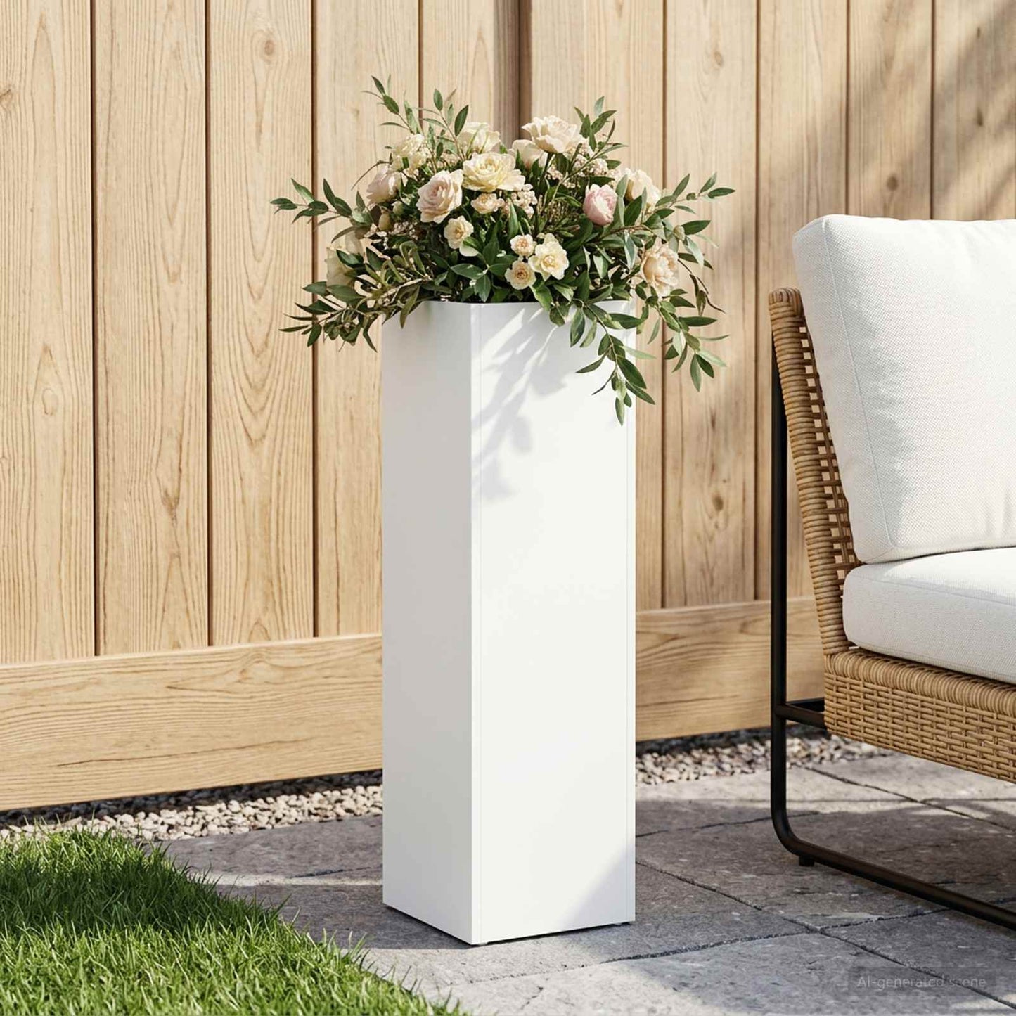 Plantenbak Wit 20 x 20 x 75 cm Koudgewalst staal