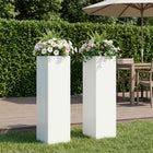 Plantenbak 2 st 20x20x75 cm staal wit