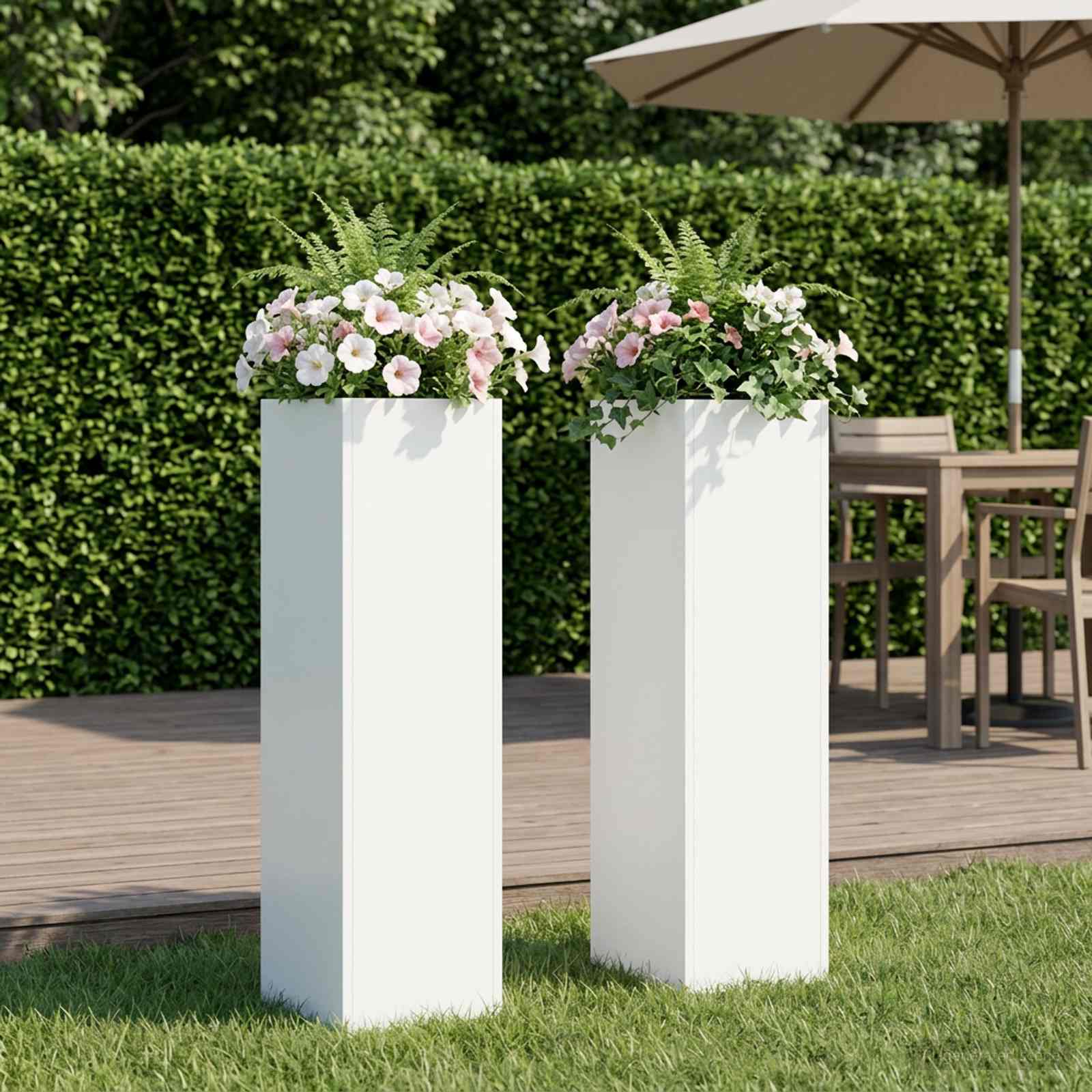 Plantenbak 2 st Wit 20 x 20 x 75 cm Koudgewalst staal