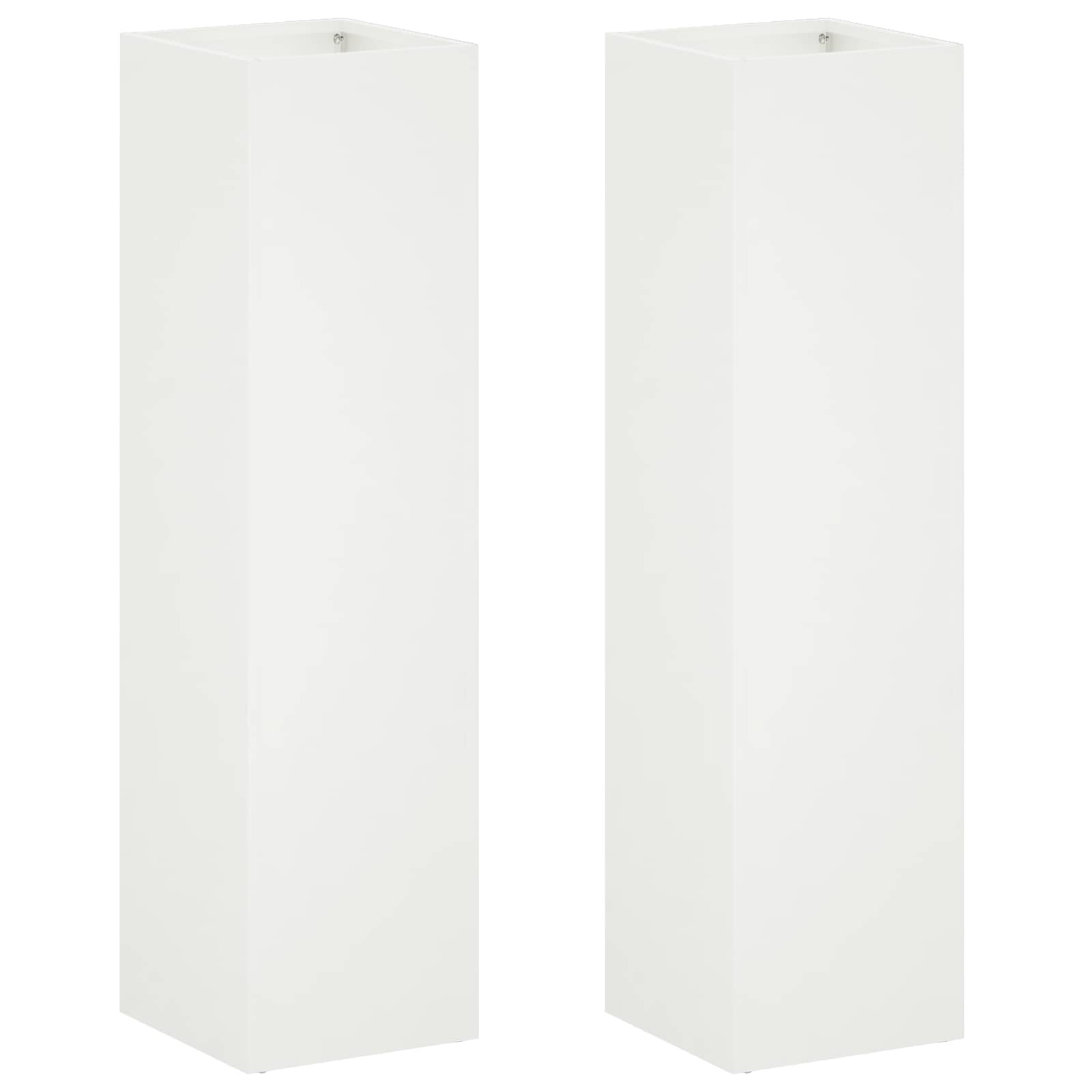 Plantenbak 2 st Wit 20 x 20 x 75 cm Koudgewalst staal