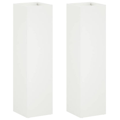 Plantenbak 2 st Wit 20 x 20 x 75 cm Koudgewalst staal