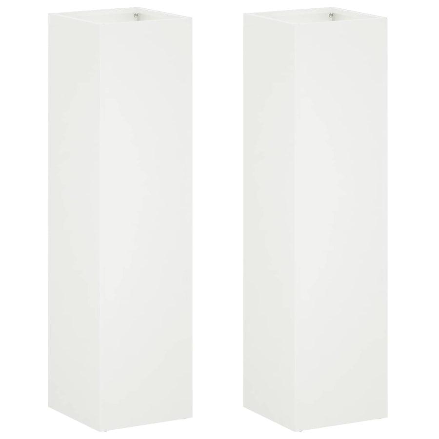 Plantenbak 2 st Wit 20 x 20 x 75 cm Koudgewalst staal