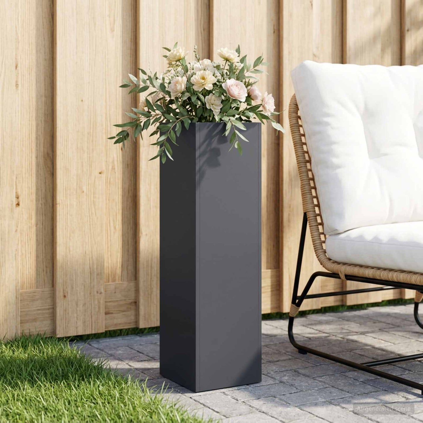 Plantenbak Antraciet 20 x 20 x 75 cm Koudgewalst staal