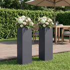 Plantenbak set 2 st 20x20x75 cm antraciet staal