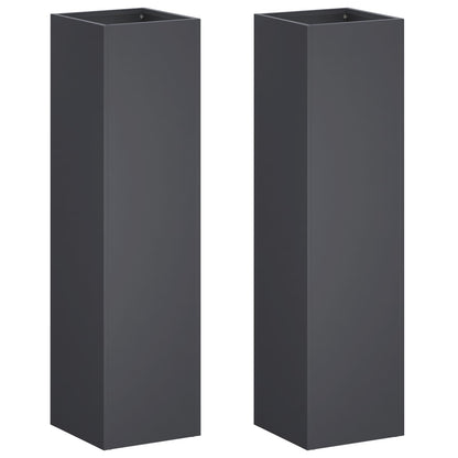 Plantenbak 2 st Antraciet 20 x 20 x 75 cm Koudgewalst staal