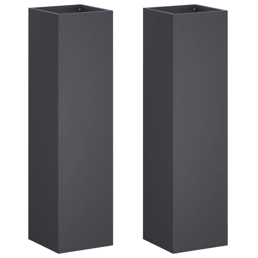 Plantenbak 2 st Antraciet 20 x 20 x 75 cm Koudgewalst staal