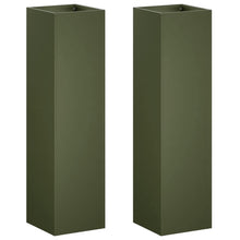 Plantenbak 2 st Olijfgroen 20 x 20 x 75 cm Koudgewalst staal
