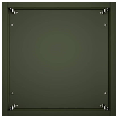 Plantenbak 2 st Olijfgroen 20 x 20 x 75 cm Koudgewalst staal