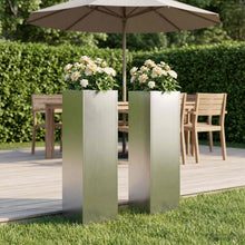 Plantenbak 2 st zilver 20 x 20 x 75 cm Roestvrij staal