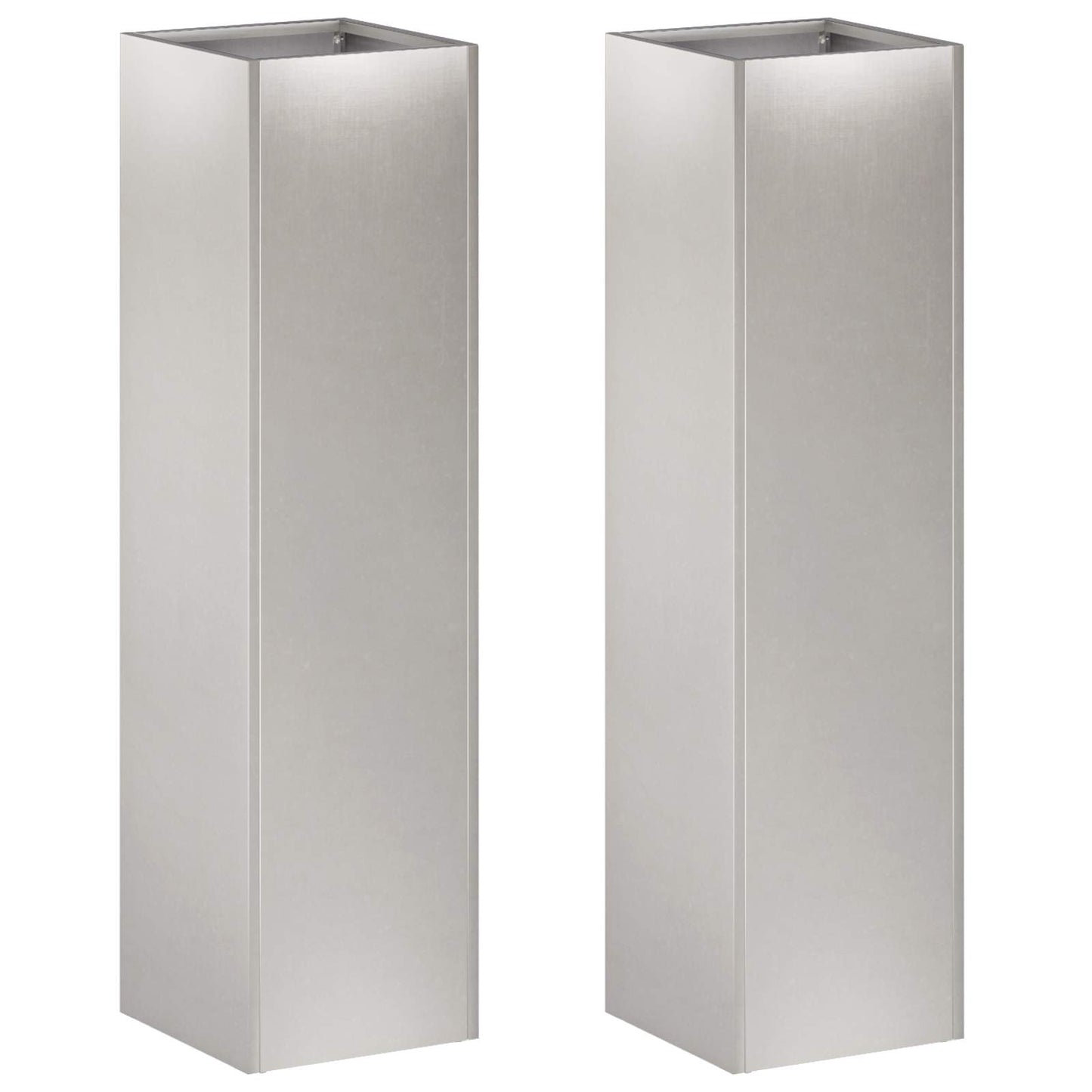 Plantenbak 2 st zilver 20 x 20 x 75 cm Roestvrij staal