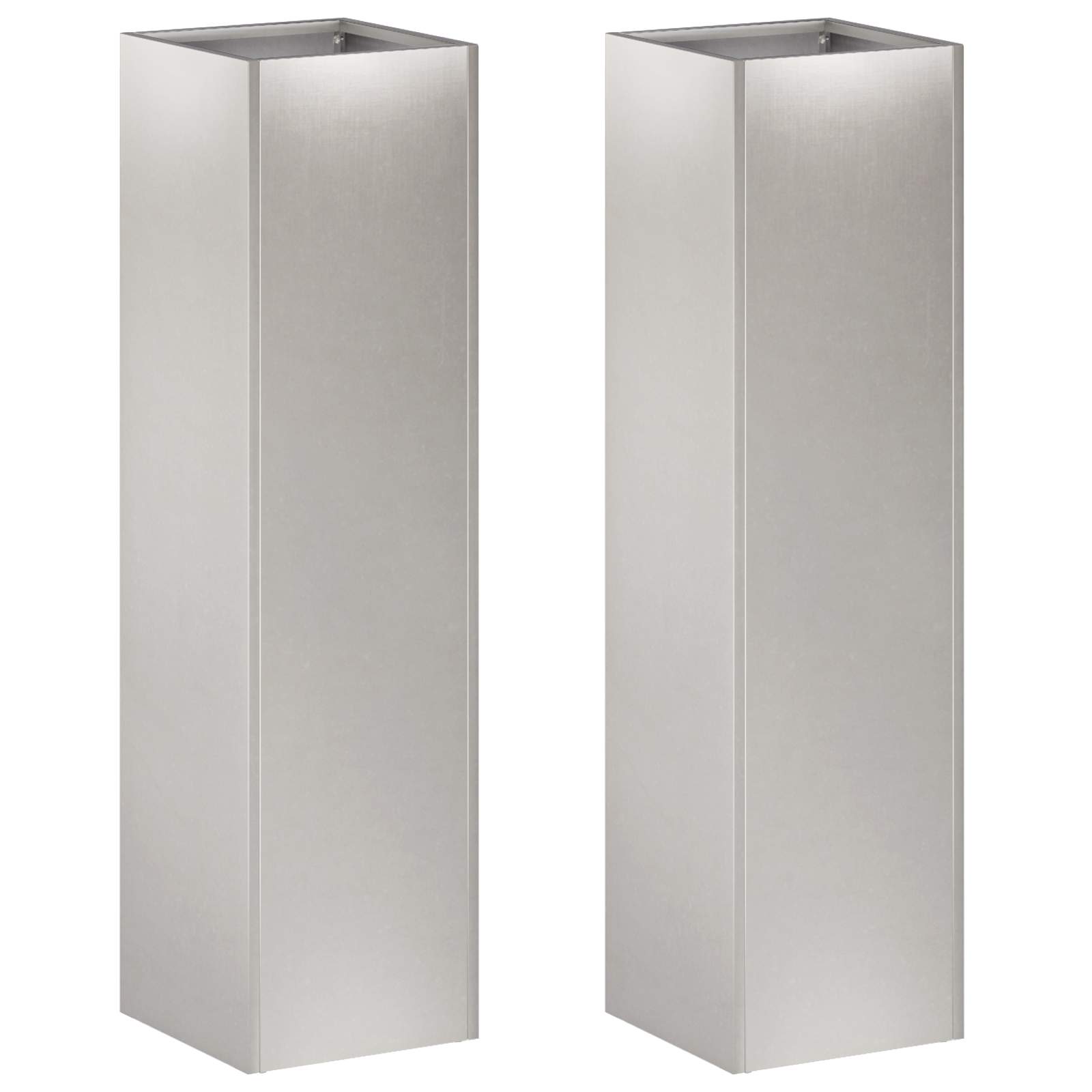 Plantenbak 2 st zilver 20 x 20 x 75 cm Roestvrij staal