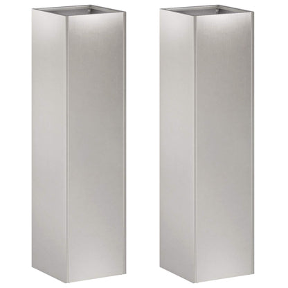Plantenbak 2 st zilver 20 x 20 x 75 cm Roestvrij staal
