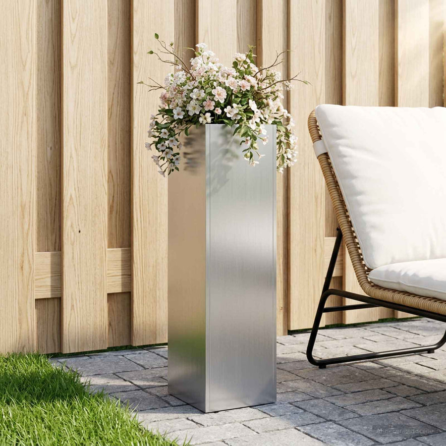 Plantenbak zilver 20 x 20 x 75 cm Gegalvaniseerd staal