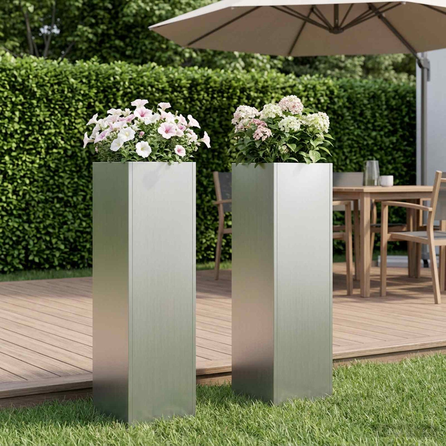 Plantenbak 2 st zilver 20 x 20 x 75 cm Gegalvaniseerd staal