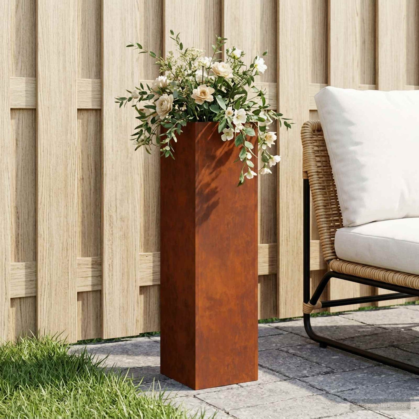 Plantenbak Roestkleurig 20 x 20 x 75 cm weervast staal