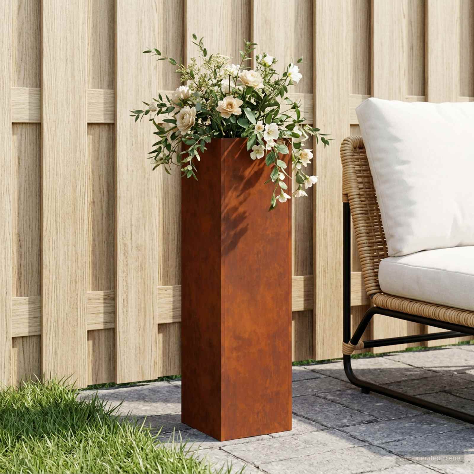 Plantenbak Roestkleurig 20 x 20 x 75 cm weervast staal