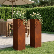 Plantenbak roestkleurig 20x20x75 cm weervast staal