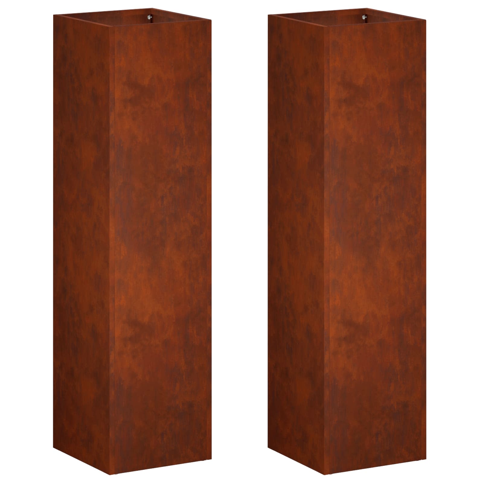 Plantenbak 2 st Roestkleurig 20 x 20 x 75 cm weervast staal
