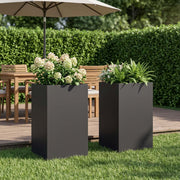 Plantenbak 2 st 30x30x40 cm staal zwart