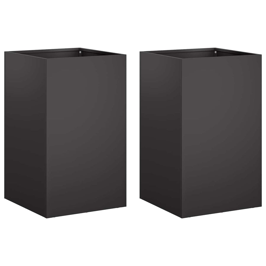 Plantenbak 2 st Zwart 30 x 30 x 40 cm Koudgewalst staal