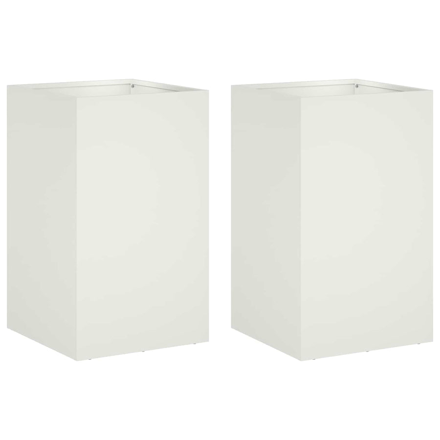 Plantenbak 2 st Wit 30 x 30 x 40 cm Koudgewalst staal