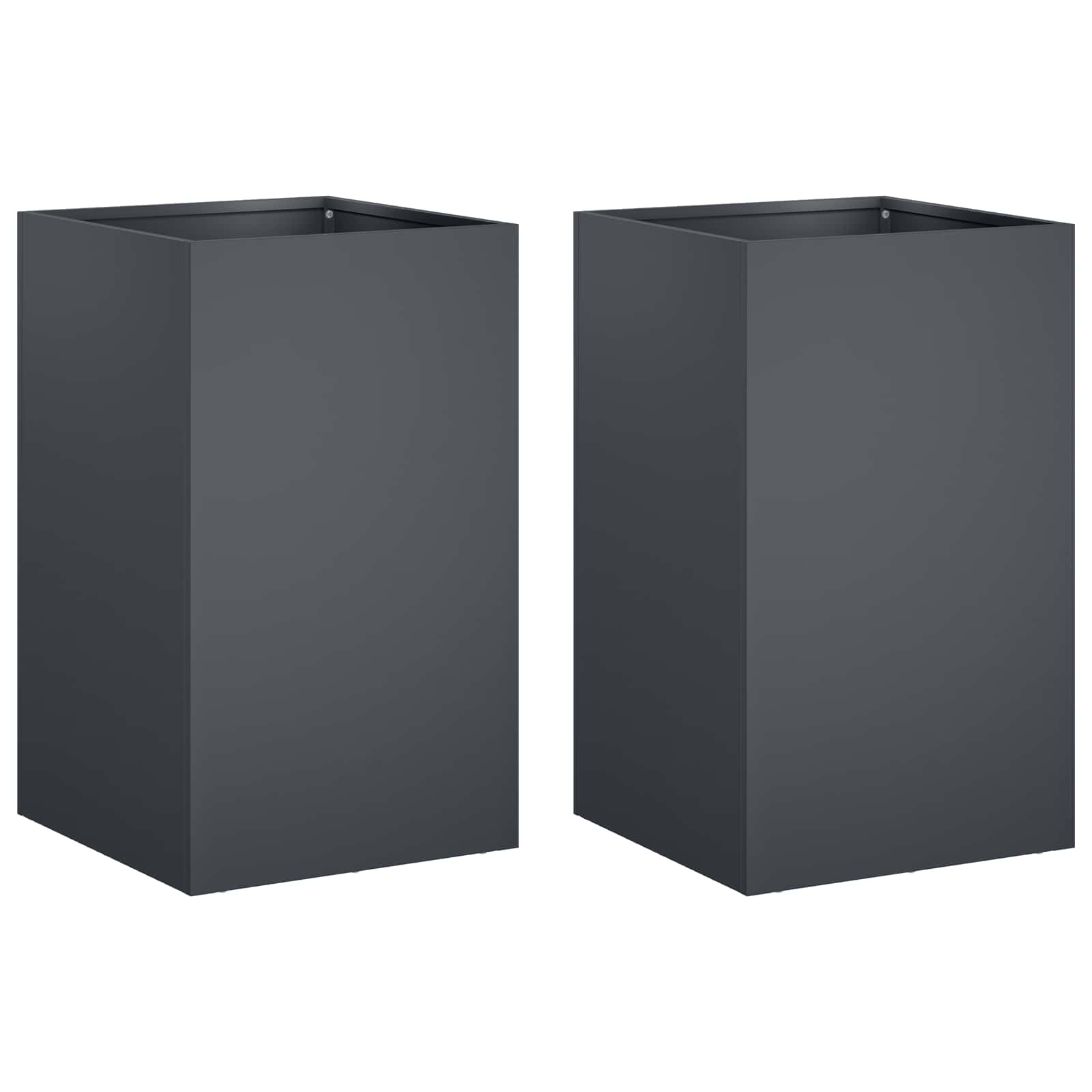 Plantenbak 2 st Antraciet 30 x 30 x 40 cm Koudgewalst staal