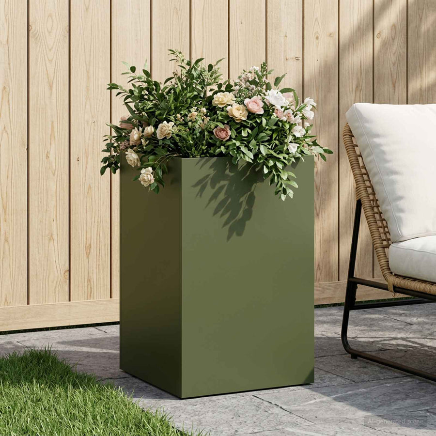 Plantenbak Olijfgroen 30 x 30 x 40 cm Koudgewalst staal