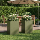 Plantenbak 2 st Olijfgroen 30 x 30 x 40 cm Koudgewalst staal