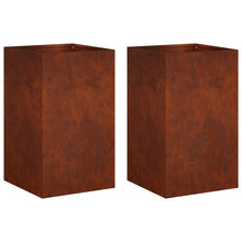 Plantenbak 2 st Roestkleurig 30 x 30 x 40 cm weervast staal