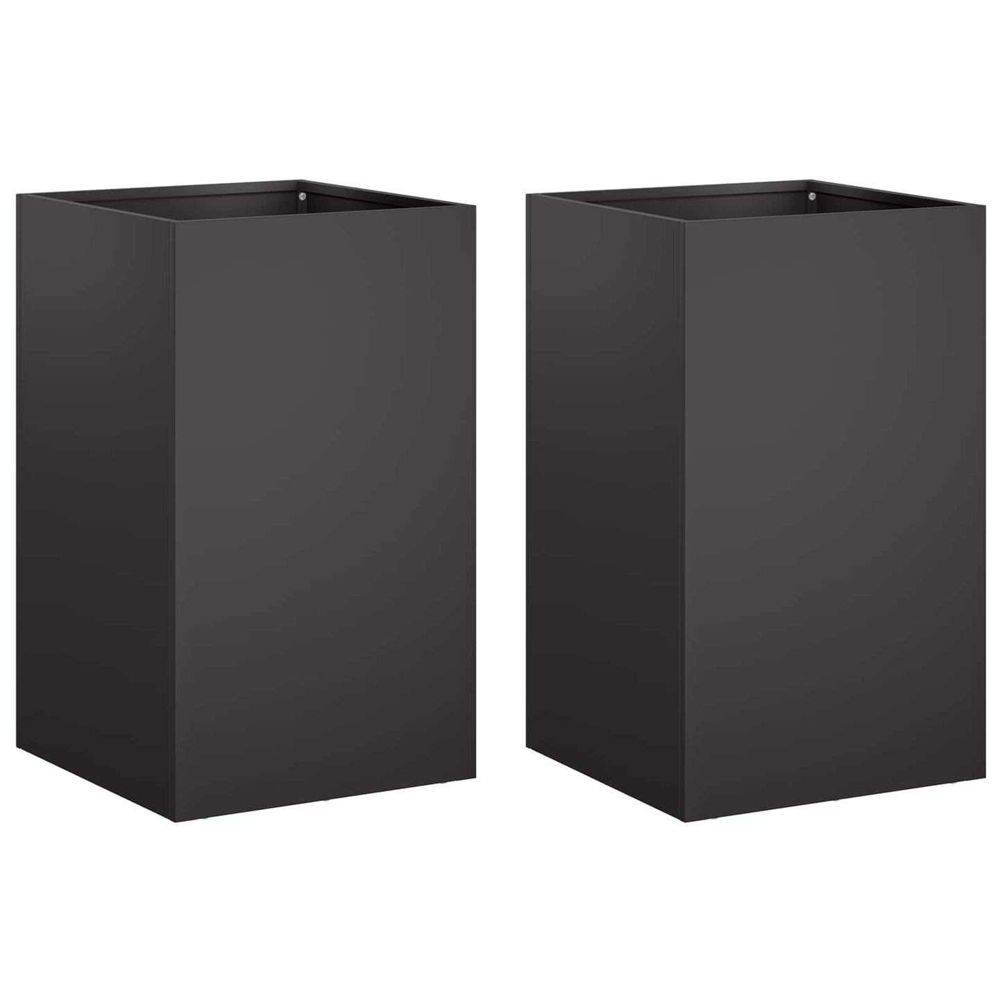 Plantenbak 2 st Zwart 30 x 30 x 50 cm Koudgewalst staal