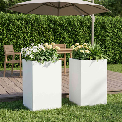 Plantenbak 2 st Wit 30 x 30 x 50 cm Koudgewalst staal