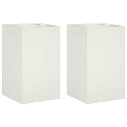 Plantenbak 2 st Wit 30 x 30 x 50 cm Koudgewalst staal
