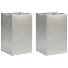 Plantenbak 2 st zilver 30 x 30 x 50 cm Roestvrij staal