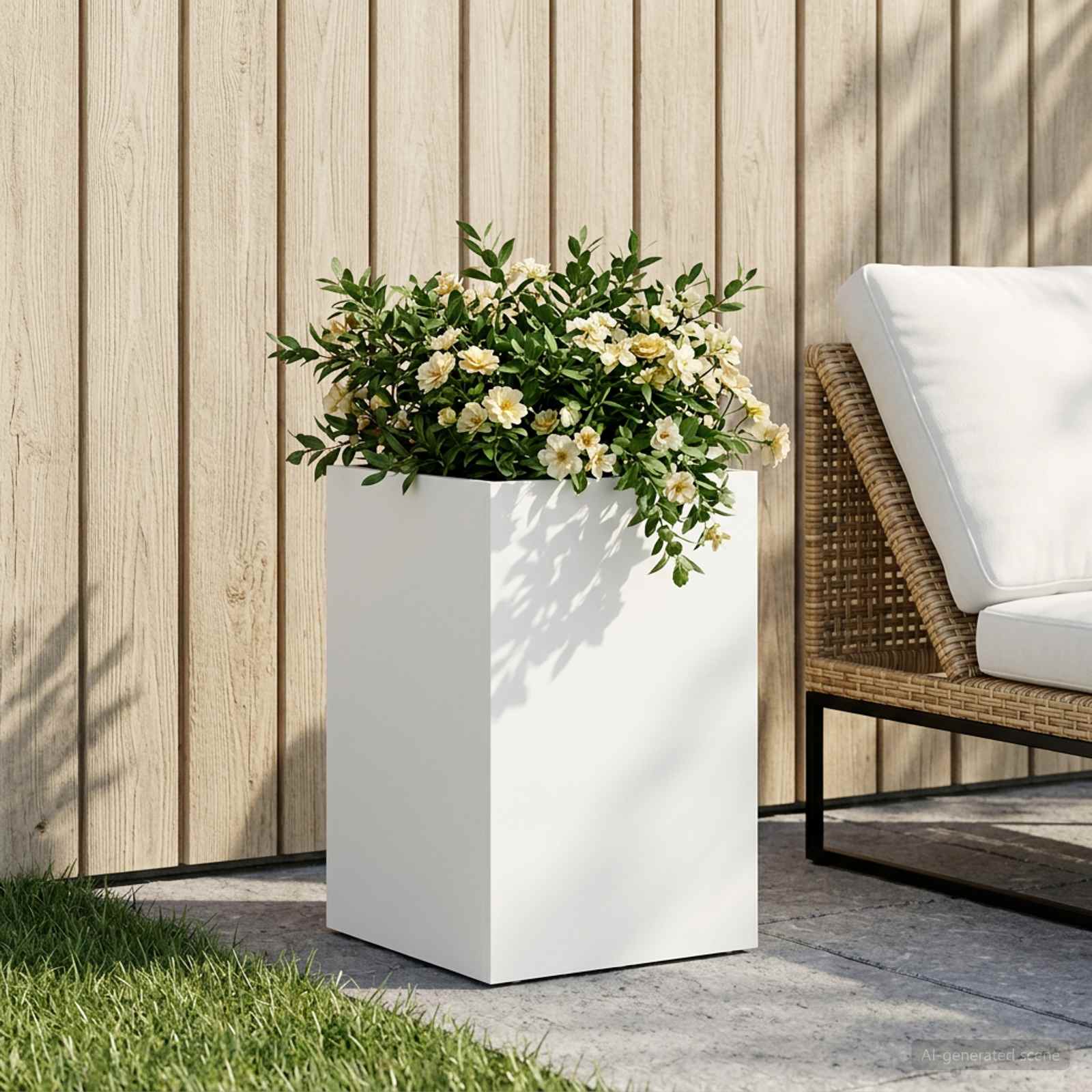 Plantenbak Wit 40 x 40 x 50 cm Koudgewalst staal