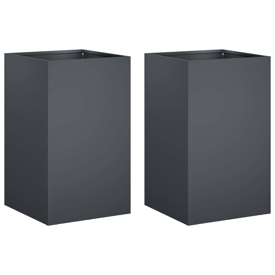 Plantenbak 2 st Antraciet 40 x 40 x 50 cm Koudgewalst staal